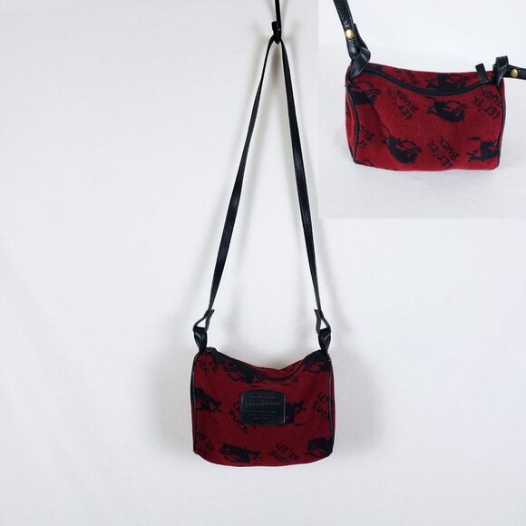 Pendleton Red Wool Crossbody Bag Let Er' Buck Rodeo Horse Western 100% Wool - Picture 1 of 11